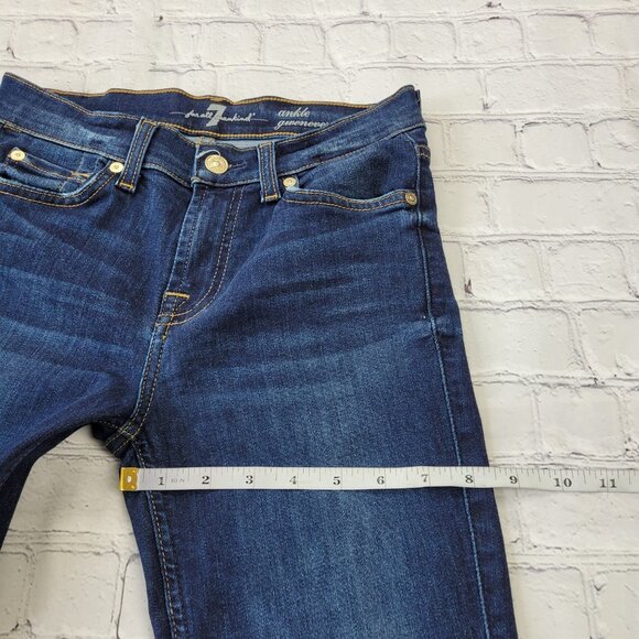7 for all mankind woman’s dark blue distressed ankle ginevere jeans size 26 - Picture 4 of 12